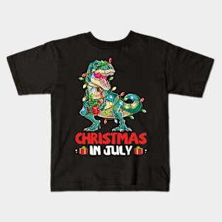 Christmas In July Boys Toddler T Rex Dinosaur Kids T-Shirt